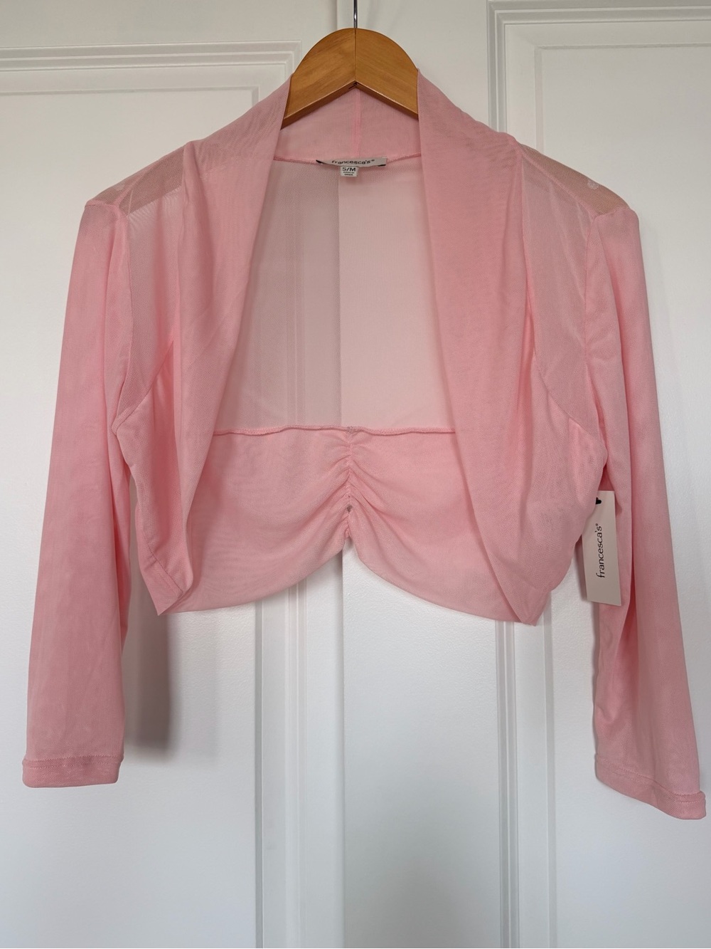 Francesca's pink sheer mesh bolero shrug